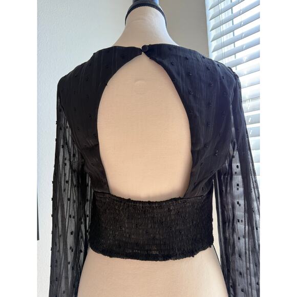 Kirious Los Angeles Black Sheer Open-Back Blouse – Size L - Picture 2 of 9